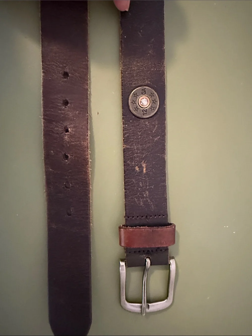 ZEP PRO Brown Genuine Full-Grain Leather Belt with Shotgun Shell Accent